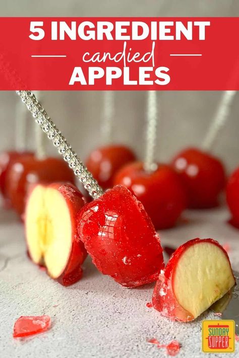 Learn how to add color and a satisfying crunch to your delicious, juicy apples with this easy recipe for Candied Apples. You won't believe how good these red candy apples taste! via @thesundaysupper How To Make Fancy Cupcakes, How To Make Candied Apples Easy, Carmel Apples Recipes Easy, How To Make Candied Apples, Candied Apple Slices Recipe, Candied Apples Recipe Easy, Candie Apples, Apple Candy Recipe, Make Candy Apples