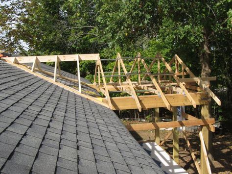 Terrace Cover, Front Porch Addition, Porch Addition, Building A Porch, Porch Roof, Roofing Diy, Patio Roof, Pergola Patio, Porch Design