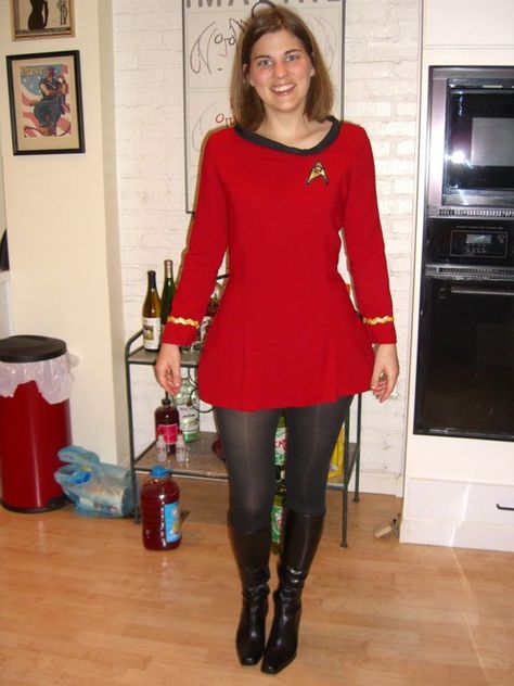 Star Trek Cosplay Female, Star Trek Uniforms, Star Trek Cosplay, Fashion Tights, Fancy Dress, Star Trek, Cosplay Costumes, Long Sleeve Blouse, Boots