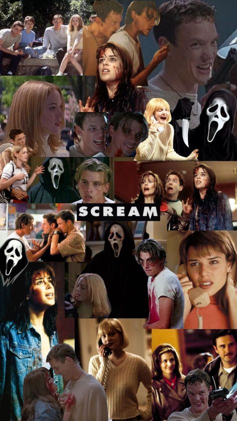 Scary Movie Backgrounds, Cute Movie Wallpapers, Whats Your Favorite Scary Movie Wallpaper, Scream What's Your Favorite Scary Movie, Scream Collage Wallpaper, Scream 1 Wallpaper, What’s Your Favorite Scary Movie, Scream Cast 1996, Scream Laptop Wallpaper