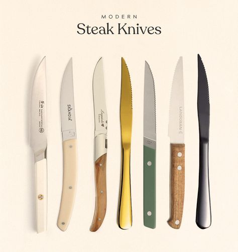 pretty everything : modern steak knives - almost makes perfect Wedding Gift Inspiration, Black Flatware, Utensil Drawer, Wedding Gifts For Bride And Groom, Chris Loves Julia, Knife Storage, Steak Knife Set, Steak Knife, Cute Themes