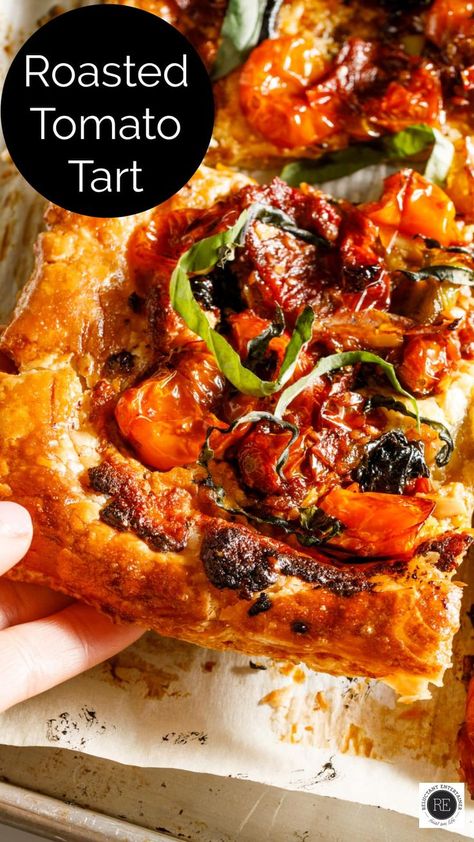 Puff Pastry Vegetable Tart, Tomato Tart Puff Pastry, Vegetable Tart Recipes, Cherry Tomato Tart, Tart Recipes Savory, Veggie Tart, Tomato Tart Recipe, Savory Puff Pastry, Vegetable Tart