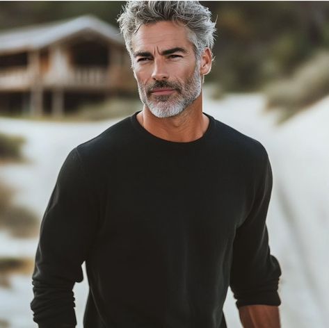 Silver Fox Long Hair Men, Silver Foxes Men Aging Gracefully, Grey Haired Men, Silver Fox Men, Grey Hair Color Men, Grey Bearded Men, Eric Rutherford, Silver Foxes Men, Silver Haired Beauties