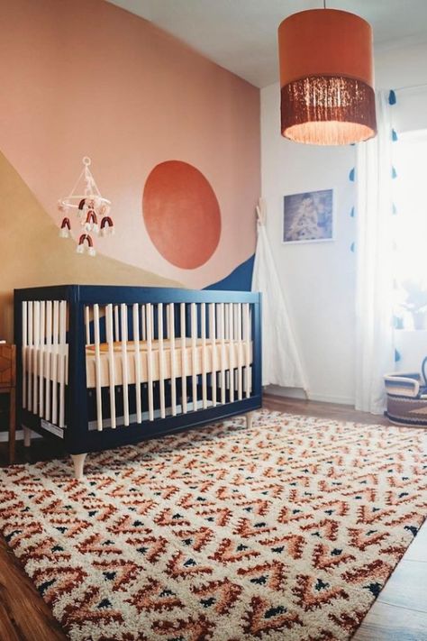 TERRA COTTA COLOR PALETTE NURSERY IDEAS (4) Terra Cotta Nursery, Blue And Orange Nursery, Burnt Orange Nursery, Baby Baker, Orange Nursery, Nursery Designs, Nursery Room Design, Girl Nursery Room, Baby Boy Room Nursery