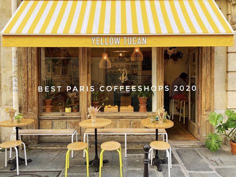 Yellow Coffee Shop, Paris Coffee Shop, Story Coffee, Places In Paris, Modern Coffee Shop, Mini Cafe, Shop Facade, Coffee Shop Interior Design, Coffee Places