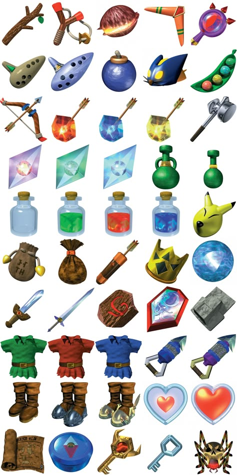 Ocarina of time items rendered Legend Of Zelda Items, Oot Zelda, Fish In A Bottle, Zelda Items, Pixel Reference, Nintendo Nostalgia, Zelda Diy, Hyrule Castle, Zelda Tattoo