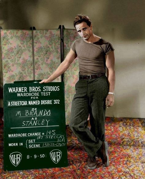 Marlon Brando Color, A Streetcar Named Desire, Merchant Marine, Movie Moments, Vivien Leigh, John Smith, Mens Outfit Inspiration, Marlon Brando, Warner Brothers