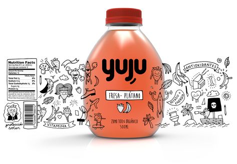 YUJU on Packaging of the World - Creative Package Design Gallery Label Minuman, Fruit Logo Design, 포트폴리오 레이아웃, Fruit Logo, Juice Branding, Creative Package Design, Bottle Design Packaging, Jar Packaging, Juice Packaging