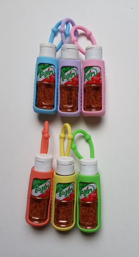 Mini Tajin with Key Chain, Mexican Candy, Chamoy Sauce, Spicy Mexican Chili Pepper, Mini Tajin Bottle, Tajin Key Chain by OutLawFoodie on Etsy #FlavorsofIndia Champy And Tajin Candy, Mini Tajin Party Favors, Mexican Candy Bouquet, Mexican Snack Bar, Candy Chamoy, Mini Tajin, Spicy Mexican Candy, Mexican Snack Foods, Mexican Things