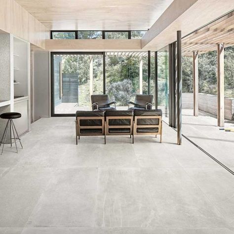 Palermo Stone Surfaces | SILK-Natural-24×48-Rect-Scene-18 Large Format Tile Floor Living Room, Living Room Floor Tiles, Room Floor Tiles, Tiles Living Room, Tile Floor Living Room, White Porcelain Tile, Mandarin Stone, White Tile Floor, Living Room Tiles