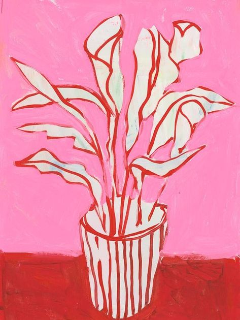 House Plant in Red on Artfully Walls Red Poster, Artist Wall, Frame House, Art Prints Online, Abstract Drawings, Plant Illustration, House Plant, Copper Finish, Ink Painting