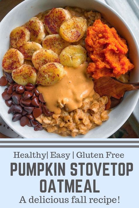 Stovetop Oatmeal, Pumpkin Benefits, Yummy Fall Recipes, Yummy Healthy Breakfast, Oatmeal Recipe, Pumpkin Oatmeal, Fall Breakfast, Healthy Oatmeal, Gluten Free Pumpkin