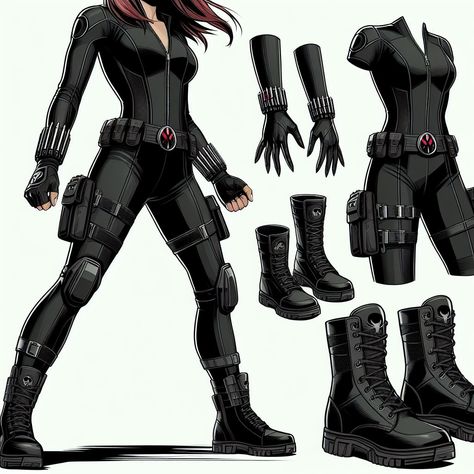 Shifting Mcu Suit, Black Widow Oc Suit, Black Dress Spy, Bnha Oc Outfit, Mha Suit Ideas, Black Widow Suit Design, Black Widow Oc, Avengers Suit Ideas, Black Superhero Suit Female