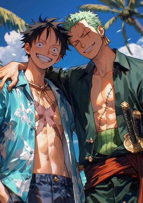 Luffy Zoro Wallpaper, One Piece Modern Au, Zoro X Luffy Fanart, Monkey D Luffy Manga, Op Wallpaper, Zoro Fanart, Anime Pirate, Anime Lock Screen, One Peace