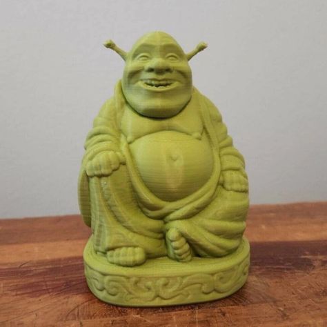 Shrek Buddha, Get Out Of My Swamp, Buddha Figurine, Eclectic Living Room, Desk Toys, Shrek, Carbon Emissions, The Church, 3d Print