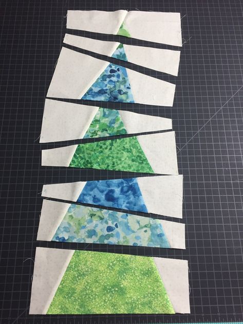 Our Crazy Christmas Tree Table Runner class Crazy Christmas Trees, Christmas Tree Quilted Table Runner, Christmas Tree Table Runner, Quilt Houses, Quilted Wall Hangings Patterns, Tree Table Runner, Tree Quilt Block, Christmas Quilting Projects, House Quilt Patterns