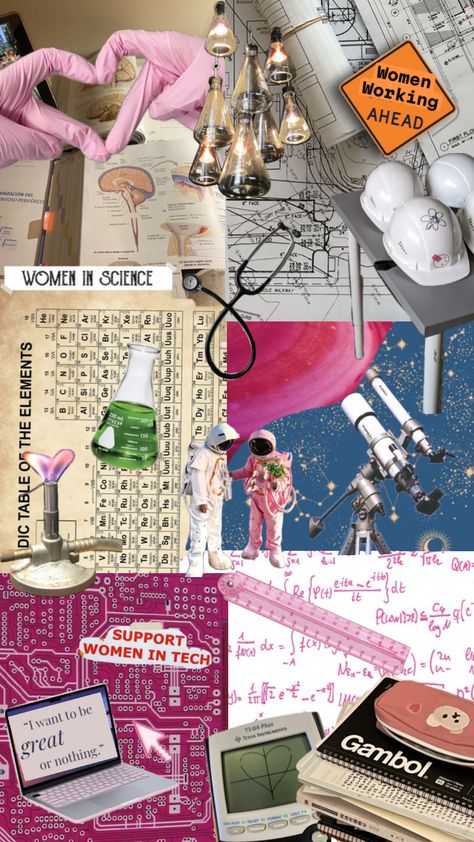 #womeninstem #stemgirl #stem #womensrights #powerfulwomen #women #stemaesthetic #engineering #computerscience #construction #chemistryaesthetic #space #aeshetic #wallpapercollage #wallpaper#studyaestetic Society Of Women Engineers, Women Stem Aesthetic, Mechanical Engineering Women, Girly Esthetics, Chemical Engineering Aesthetic, Women In Stem Aesthetic, Lady Engineer, Engineering Women, Stem Wallpaper