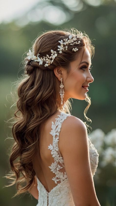 Looking for bridal hair and makeup inspiration Check out these stunning hairstyles for brunettes blondes and half up hairdos Whether you're going for a simple or intricate look we have ideas for Indian weddings veils and classic styles Be inspired for your 2024 wedding with brunette half up hairdos Contact us for our price list and more ideas Bridal Hair Off Face, Brunette Bridal Hair With Veil, Bridal Hairstyles Half Up, Bridal Tiara Hairstyles, Bride Hairstyles Brunette, Bridal Hair Indian, Half Up Bun Wedding Hair, Half Up Bridal Hair With Veil, Wedding Hair And Makeup Brunette