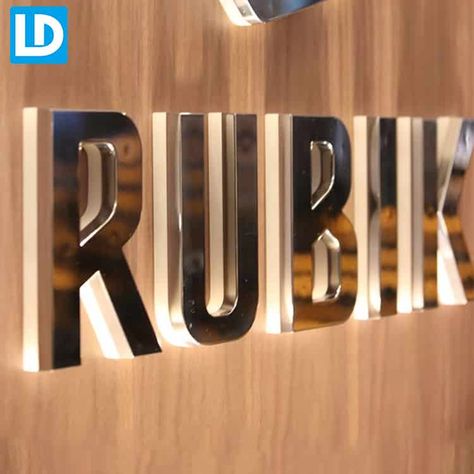 Custom Backlit Sign Mirror View Metal LED Letters Backlit Signage, Hospital Signage, Led Letters, Mirror Letters, Wood Signage, Illuminated Signage, Sign Installation, Lobby Sign, Light Box Sign