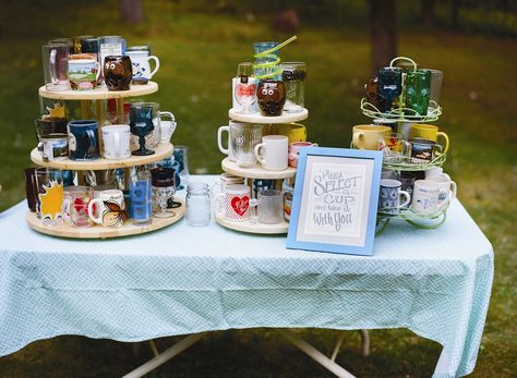 Cup Display, Gay Weddings, Queer Weddings, Wedding Cups, Lgbtq Wedding, Wedding Gifts For Guests, Guest Gifts, Vintage Cups, Gay Wedding