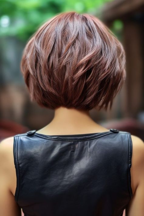 Bob Pendek, Short Layered Bob Haircuts, Fine Thick Hair, Stacked Bob, Amazing Hairstyles, Easy Hairstyles For Thick Hair, Hairstyles For Girls, Chin Length Hair, Edgy Short Hair