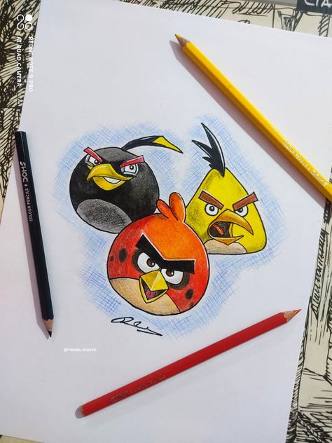 Angry birds colour pencil drawing angry birds hd wallpaper Angry Birds Painting, Angry Birds Drawing Art, Drawing Angry Birds, Drawing Sketches With Colour, Angry Bird Sketch, Art Book Drawings, Sketch Colour Drawing Easy, Pencil Colour Sketches Easy, Easy Colour Pencil Drawings