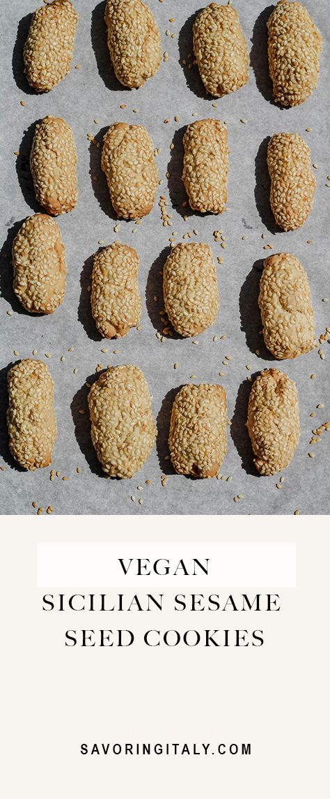 Sicilian Sesame Seed Cookies-Biscotti Regina- are an easy to make, crunchy and lightly nutty Sicilian cookie. These delicious cookies are not too sweet and are covered in toasted sesame seeds. A perfect cookie to add to your Christmas cookie tray! Great for breakfast or an afternoon coffee break. #christmascookies #sesamecookies #siciliancookies #vegan #vegancookies #italiancookies #christmasrecipes Italian Sesame Seed Cookies, Sesame Seed Cookies, Christmas Cookie Tray, Seed Cookies, Sesame Cookies, Vegan Italian, Afternoon Coffee, Sicilian Recipes, Sesame Seed