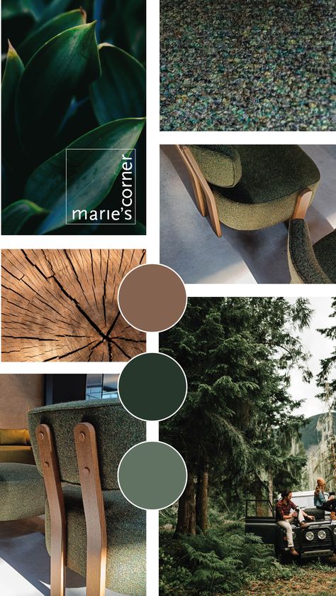 Mood Board For Landscape Design, Biophilic Design Mood Board, Biophilic Design Color Palette, Neurodivergent Interior Design, Dark Green Moodboard, Sustainable Moodboard, Landscape Mood Board, Mood Board Nature, Wood Moodboard