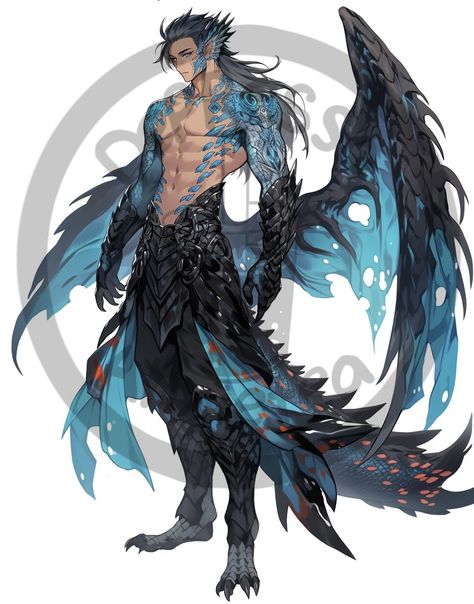 Dnd Blue Dragon, Dragon Human Form Male, Dragon Human Hybrid Male, Dragonoid Human Male, Dragon In Human Form, Dragon Man Hybrid, Dolphin Man, Dragon Human Form, Humanoid Dragon