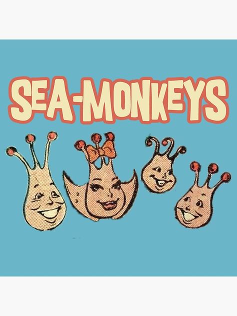 "Sea-Monkeys" Art Print by shanghaijinks | Redbubble Sea Monkeys, Nerd Games, Carnival Posters, Retro Gadgets, Monkey Design, Monkey Art, Bad Dog, Retro Toys, Vintage Comics