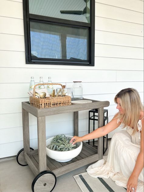 Outdoor bar cart, summer entertaining, back yard, patio, melamine, woven basket caddy, pottery barn, target home Follow my shop @jessicaannereed on the @shop.LTK app to shop this post and get my exclusive app-only content! #liketkit #LTKFind #LTKSeasonal #LTKhome @shop.ltk https://liketk.it/4cNN2 Rustic Outdoor Bar, Bar Cart Styling, Rolling Cart, Summer Entertaining, Patio Bar, Outdoor Bar, Bar Cart, New Construction, Pottery Barn