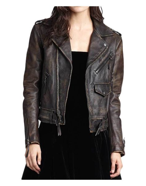 Women Cafe Racer Biker Distressed Brown Vintage Real Leather Jacket – leathersguru Cafe Racer Moto, Cafe Racer Leather Jacket, Black Biker Jacket, Distressed Leather Jacket, Womens Black Leather Jacket, Real Leather Jacket, Brown Vintage, Vintage Leather Jacket, Lady Biker