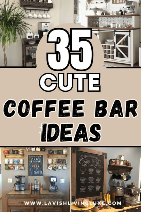 Looking for stylish yet functional coffee bar ideas to recreate? Check out these cute 35 coffee bar ideas that are stylish and functional! We have compiled the best coffee bar ideas in this post and just know there will several coffee bar ideas you'll love and be able to recreate! Coffee Bar Ideas Buffet Table, Coffee Setup Ideas, Coffee Bar Display Ideas, How To Make A Coffee Bar, Coffee Bar For Office, Cute Coffee Bar Ideas, Small Coffee Bar Ideas, Diy Coffee Bar Cart, Coffee Station Ideas Countertop