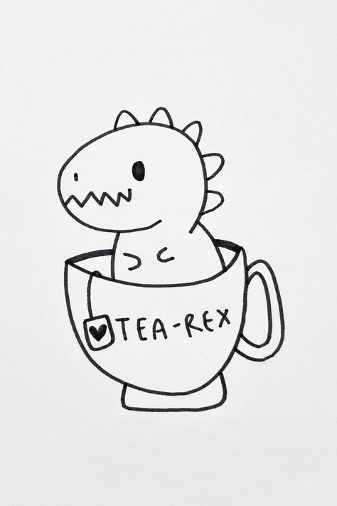 31 Extra Cute Dinosaur Drawing Ideas Drawing Within A Drawing, Cute Drawings Of Dinosaurs, Easy Creatures To Draw, Fun Drawings Ideas, Tea Rex Drawing, Drawing Cute Easy Doodles, Cute Dino Drawings Easy, Cute Dinosaur Drawing Doodles, Cool Pencil Drawings Easy Simple