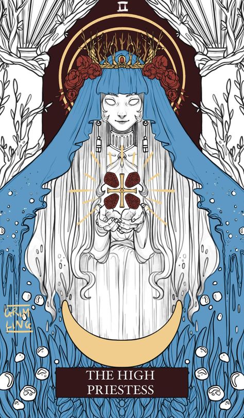 Priestess Art, The High Priestess Tarot Card, Priestess Tarot Card, The High Priestess Tarot, High Priestess Tarot, The High Priestess, Tarot Major Arcana, High Priestess, Tarot Art