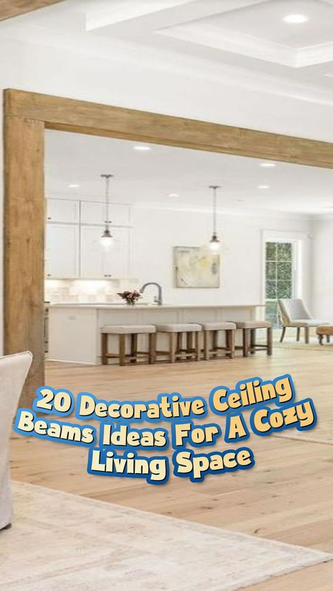 There are quite a lot of references and ideas for a decorative ceiling beam design that might be overwhelming to choose from. Therefore, we have curated 20 amazing decorative ceiling beams ideas that will no doubt turn your space into a cozy living space. Low Ceiling Beams Living Room, Adding Beams To Ceiling, Beam Decoration Ideas, Beam Covering Ideas Living Rooms, Ceiling Beam Design, Beam Covering Ideas, Ceiling Beam Ideas, Hanging Beam, Ceiling Beams Living Room