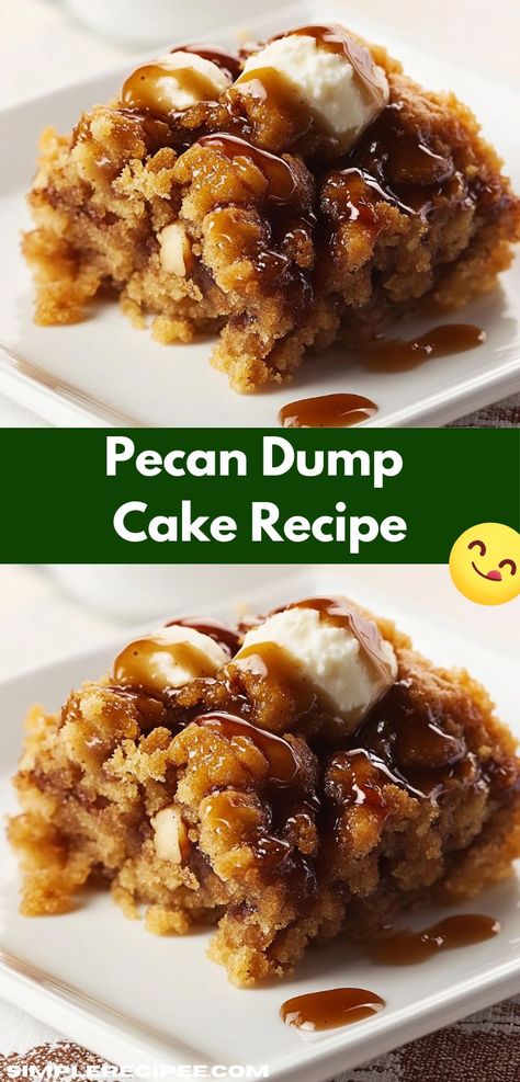 Need a standout dish for your next gathering? Discover the irresistible Pecan Dump Cake, a crowd-pleaser that requires little prep time. It's a fantastic option for holiday celebrations or casual family dinners. Pecan Dump Cake, Unique Recipes Desserts, Dump Cake Recipe, Vegetarian Cake, Easy To Make Desserts, Creative Desserts, Dump Cake Recipes, Dump Cake, Dessert Lover