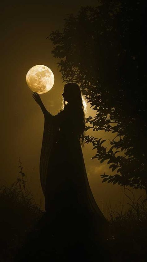 50+ Enchanting Witchy Wallpapers (Witches, Caldrons, Moon and More) - The Mood Guide Fairy Witch Photoshoot, Witch Character Aesthetic, Witchy Asthetic Picture, Dark Green Witch Aesthetic, Fantasy Witch Aesthetic, Moon Goddess Photoshoot, Witchy Girl Aesthetic, Halloween Witch Pictures, Moon Witch Aesthetic