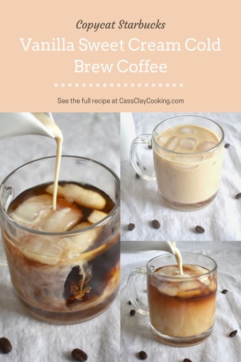 Copycat Starbucks Vanilla Sweet Cream, Starbucks Vanilla Sweet Cream, Vanilla Sweet Cream Cold Brew, Sweet Cream Cold Brew, Brew Coffee Recipe, Vanilla Sweet Cream, Cream Cold Brew, Nespresso Recipes, Cold Brew Coffee Recipe