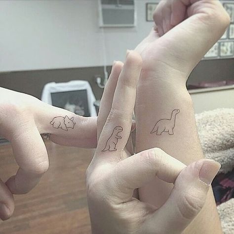 Elephant Finger Tattoo, Vintage Aesthetic Tattoos, T Rex Tattoo, Dinosaur Tattoos, Finger Tats, Aesthetic Tattoos, Sibling Tattoos, Bff Tattoos, Full Sleeve Tattoos