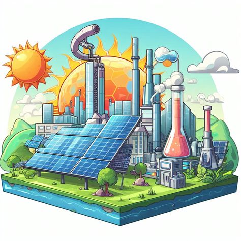 Solar Punk City Poster On Solar Energy, Painting On Solar Energy, Solar Energy Powering Sustainable Future Drawing, Save Energy Poster Creative, Energy Conservation Drawing For Competition, Energy Conservation Painting, Solar Energy Drawing, Green City Illustration, Solar Energy Poster