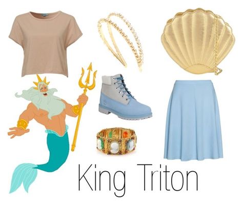 "King Triton~ DisneyBound" by basic-disney ❤ liked on Polyvore featuring Skinnydip, Zizzi, Mavi, Disney, Miu Miu, Timberland, women's clothing, women's fashion, women and female Mermaid Disneybound, Water Princess, Mermaid Outfits, Little Mermaid Outfit, King Triton, Siren Mermaid, Ariel Mermaid, Blue Outfits, Disney Inspired Fashion