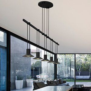 Sonneman Suspenders® 5-Light Kitchen Island Pendant | Wayfair House Lighting Ideas, Kitchen Niche, Monorail Lighting, Amazing Rooms, Modern House Ideas, Architecture Work, Home Decorating Diy, Wall Hanging Lights, Living Dining Kitchen