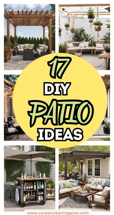 Transform your outdoor space with 17 DIY patio ideas. From creative furniture and cozy lighting to stylish planters and charming decor, enhance your patio for a stylish and inviting retreat. Diy Patio Ideas, How To Build A Fire Pit, Cozy Lighting, Barbecue Pit, Macrame Planter, Building A Pergola, Cozy Patio, Fire Pit Patio, Outdoor Living Room