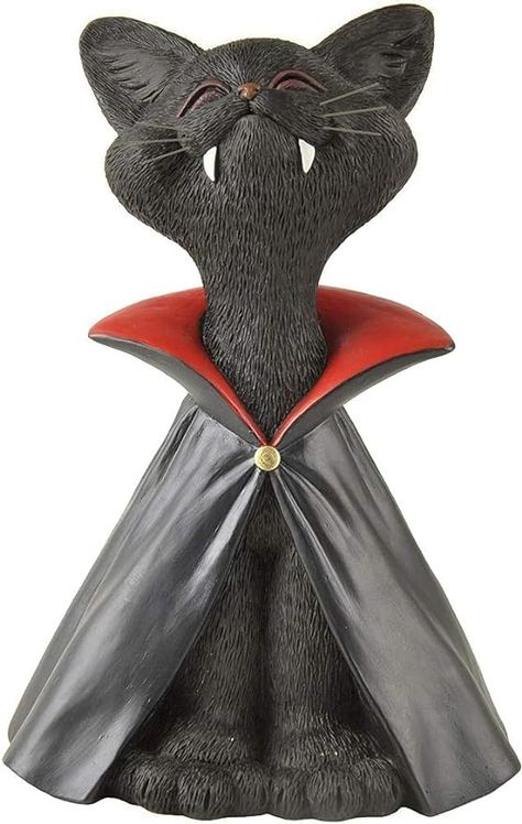 Amazon.com: JFSM INC. Whimsical Black Cat Vampire Figurine Halloween Decor - Happy Cat Collection - Halloween Decorations, Cat Halloween Decor, Black Cat Decor, Black Cat Halloween : Everything Else Black Cat Vampire, Cat Vampire, Black Buddha, Statue Base, Vampire Cat, Vampire Dracula, Gifts For Cat Lovers, Halloween Collectables, Cat Halloween Costume