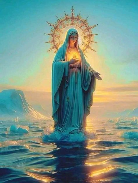 Our Lady Star Of The Sea, Mary Star Of The Sea, Crown Of Stars, Star Of The Sea, The Big Wave, Mama Mary, Faith Art, The Warriors, God Prayer