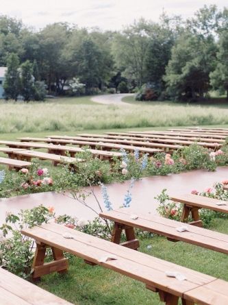 Outdoor Wedding Seating, Wedding Bench, Wedding Ceremony Seating, Wedding Isles, Aisle Flowers, Ceremony Design, Ceremony Seating, Connecticut Wedding, Ceremony Inspiration