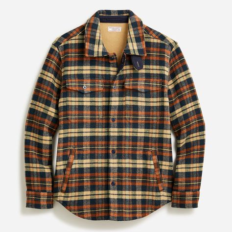 J.Crew: Wallace & Barnes Double-cloth Wool-blend Shirt-jacket For Men Mens Cashmere, When You See It, Western Shirts, Casual Shirts For Men, Plaid Shirt, Different Types, Women's Plaid Shirt, Shirt Jacket, Vest Jacket