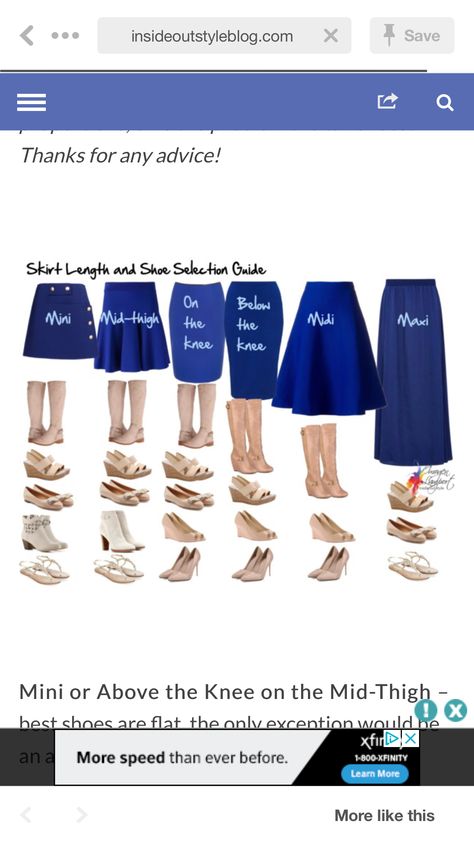 Shoe And Dress Pairing Guide, Best Skirt Length For Body Type, Calf Length Skirt Outfit, What Shoes To Wear With Knee Length Dress, Shoes To Wear With Long Skirts, Jeans And Shoes Guide, Below The Knee Skirt, Tea Length Skirt, Jean Skirts