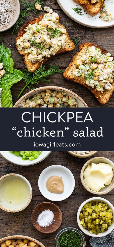 Chickpea Chicken Salad will trick your tastebuds in the very best way. This easy chickpea recipe is a fabulous plant-based, protein-packed lunch option! chickpea chicken salad, chickpea chicken salad recipe, chick pea chicken salad, chickpea chicken salad vegan, vegetarian chicken salad Vegetarian Chicken Salad, Easy Chickpea Recipe, Chickpea Chicken Salad, Chickpea Chicken, Chickpea Recipes Easy, Inflammatory Meals, Salad Jars, Chickpea Recipe, Veggie Mains